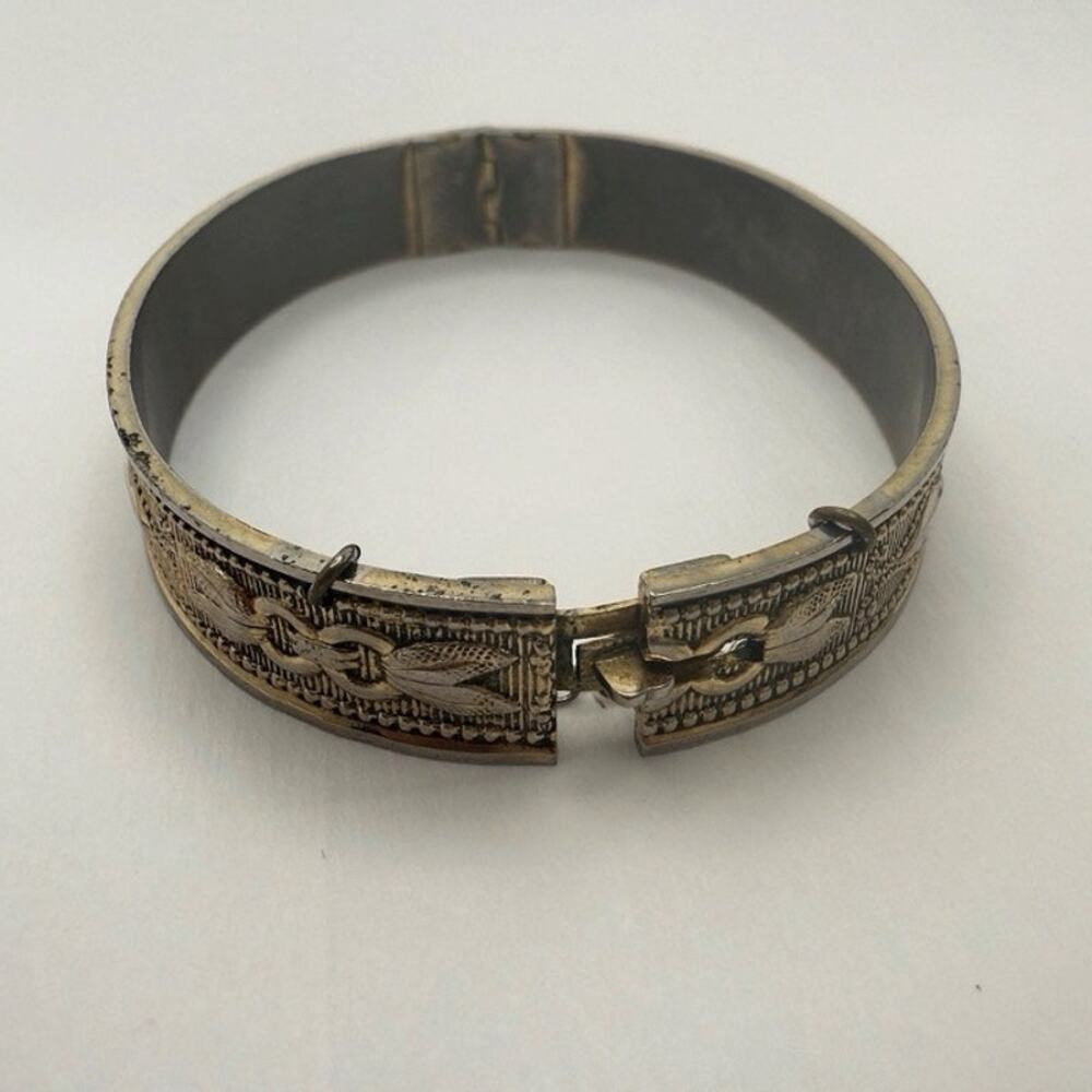 Vintage 60s Signed Whiting & Davis Damascene Bangle Bracelet (66/140)